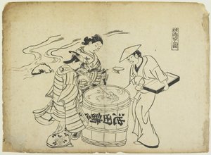 Tre Sake-smagere. 1710 af Okumura Masanobu